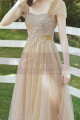 Tea Length Champagne Bridesmaid Dresses With Removable Strap - Ref L1218 - 02