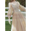 Champagne Short Princess Gown With removable Bishop Sleeves - Ref L1219 - 03