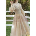 Champagne Short Princess Gown With removable Bishop Sleeves - Ref L1219 - 04