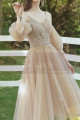 Champagne Short Princess Gown With removable Bishop Sleeves - Ref L1219 - 04