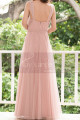 Pink Tulle Floor Length Party dresses With Bow Belt - Ref L1221 - 02