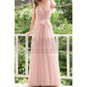 Pink Tulle Floor Length Party dresses With Bow Belt - Ref L1221 - 03