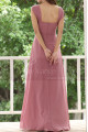 Pink Chiffon Maxi Dress For Bridesmaids With Floral Draped Top - Ref L1222 - 02