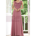 Pink Chiffon Maxi Dress For Bridesmaids With Floral Draped Top - Ref L1222 - 04