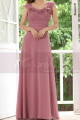 Pink Chiffon Maxi Dress For Bridesmaids With Floral Draped Top - Ref L1222 - 04