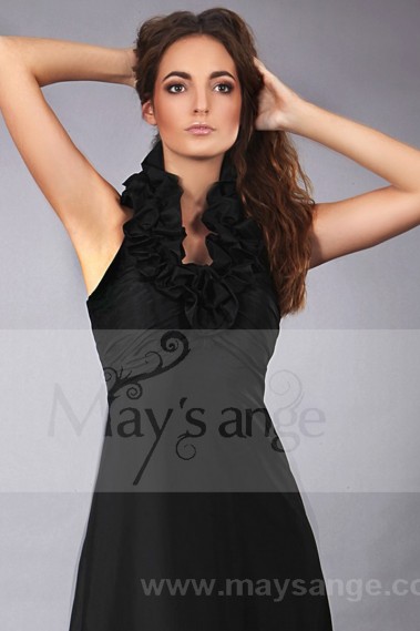 Robe longue noire Neptune de soirée froufrou - L192 #1