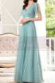 Tulle Blue Long Cocktail Dresses Evening Wear With Sleeves - Ref L1223 - 02