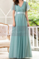 Tulle Blue Long Cocktail Dresses Evening Wear With Sleeves - Ref L1223 - 03