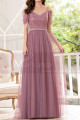 Robe Habillée Femme Longue Tulle Rose Joli Haut à Paillettes - Ref L1226 - 02