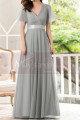 Formal Evening Gowns With Transparency Short Sleeves And Satin Belt - Ref L1227 - 02