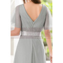 Formal Evening Gowns With Transparency Short Sleeves And Satin Belt - Ref L1227 - 03