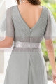 Formal Evening Gowns With Transparency Short Sleeves And Satin Belt - Ref L1227 - 03