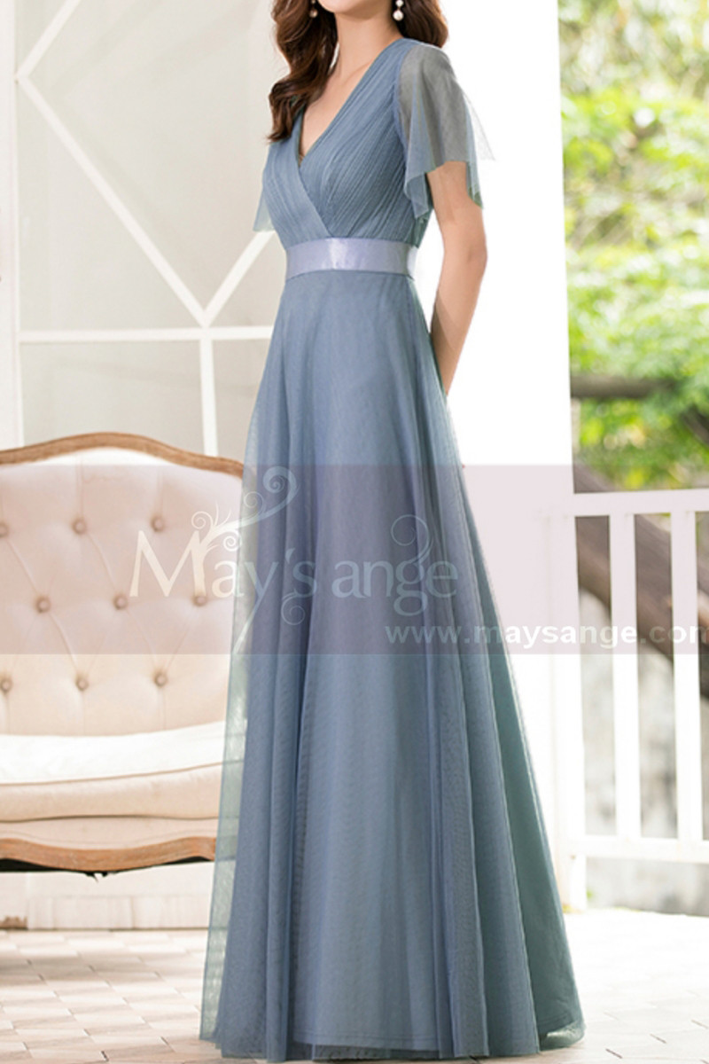 Floor-Length A-Line Blue Prom Dresses For Mother Of The Bride - Ref L1228 - 01