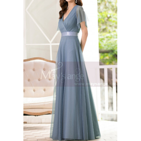 Floor-Length A-Line Blue Prom Dresses For Mother Of The Bride