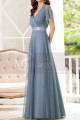 Floor-Length A-Line Blue Prom Dresses For Mother Of The Bride - Ref L1228 - 02
