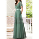 Green Gown Summer Wedding Guest Dresses In Tulle With V Neckline - Ref L1229 - 04