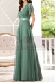 Green Gown Summer Wedding Guest Dresses In Tulle With V Neckline - Ref L1229 - 04
