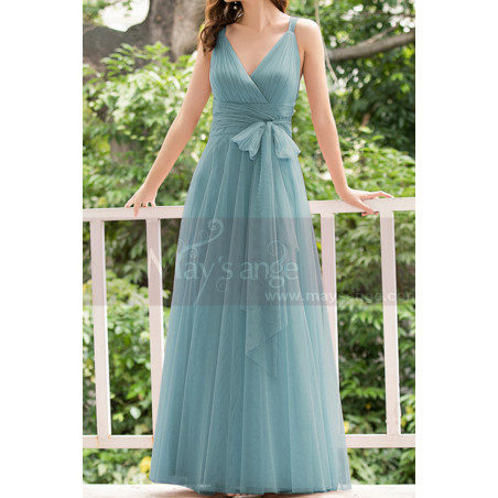 Dusty Blue Bridesmaid Dresses Floor Length Without Sleeves