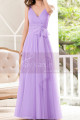 Lilac Bridesmaid Dresses Tulle Long With Bow Belt - Ref L1231 - 02