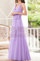 Lilac Bridesmaid Dresses Tulle Long With Bow Belt - Ref L1231 - 03