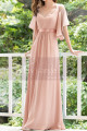 Long Chiffon Elegant Pink Dresses For Wedding Guests With Ruffle Sleeves - Ref L1232 - 02