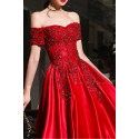 Embroidered And Sparkly Tea Length Elegant Red Dress for Bridesmaid - Ref C1944 - 05