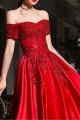 Embroidered And Sparkly Tea Length Elegant Red Dress for Bridesmaid - Ref C1944 - 05