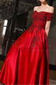 Embroidered And Sparkly Tea Length Elegant Red Dress for Bridesmaid - Ref C1944 - 03