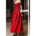 Embroidered And Sparkly Tea Length Elegant Red Dress for Bridesmaid - Ref C1944 - 04