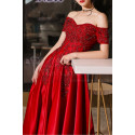 Embroidered And Sparkly Tea Length Elegant Red Dress for Bridesmaid - Ref C1944 - 08