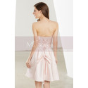 Lacing Back Satin Pink Short Strapless Dress - Ref C1913 - 02