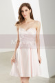 Lacing Back Satin Pink Short Strapless Dress - Ref C1913 - 05