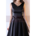 Sleeveless V Neck Short Black Summer Dress With Bow Back - Ref C1929 - 02