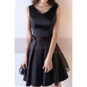 Sleeveless V Neck Short Black Summer Dress With Bow Back - Ref C1929 - 04
