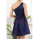 One Shoulder Short Blue Birthday Dresses With Bow Belt - Ref C911 - 03