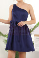 One Shoulder Short Blue Birthday Dresses With Bow Belt - Ref C911 - 06