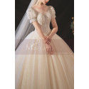 Tulle Ivory Short Sleeve Wedding Dress Second Empire Style - Ref M1250 - 02