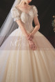 Tulle Ivory Short Sleeve Wedding Dress Second Empire Style - Ref M1250 - 02