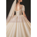 Tulle Ivory Short Sleeve Wedding Dress Second Empire Style - Ref M1250 - 04