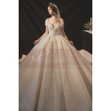 Sparkling Ivory Off The Shoulder Best celebrity Wedding Gown - Ref M1251 - 02
