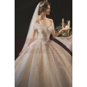 Sparkling Ivory Off The Shoulder Best celebrity Wedding Gown - Ref M1251 - 03