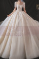 Lace Top Gorgeous Ivory Wedding Dresses With Sleeves And Cutout Back - Ref M1252 - 02