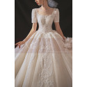 Lace Top Gorgeous Ivory Wedding Dresses With Sleeves And Cutout Back - Ref M1252 - 05