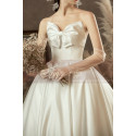 Beautiful White Satin Wedding Dress Romantic Strapless Knot - Ref M1253 - 02