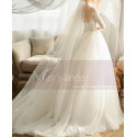 Elegant Long Sleeve White Illusion Neckline Wedding Dress - Ref M1254 - 05