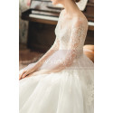 Elegant Long Sleeve White Illusion Neckline Wedding Dress - Ref M1254 - 06