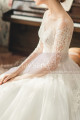 Elegant Long Sleeve White Illusion Neckline Wedding Dress - Ref M1254 - 06