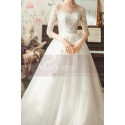 Elegant Long Sleeve White Illusion Neckline Wedding Dress - Ref M1254 - 03