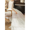 Elegant Long Sleeve White Illusion Neckline Wedding Dress - Ref M1254 - 04