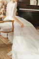 Elegant Long Sleeve White Illusion Neckline Wedding Dress - Ref M1254 - 04